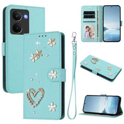 ZS01 Double-Layer Heart Floral Vegan Leather Phone Case with Wrist Strap, For Realme C71 4G Global, For Realme GT 7 5G Global / GT 7 5G India, For Realme V70 5G / 14x Global, For Realme Narzo 80 Pro / 14 Pro 5G India                                    ...