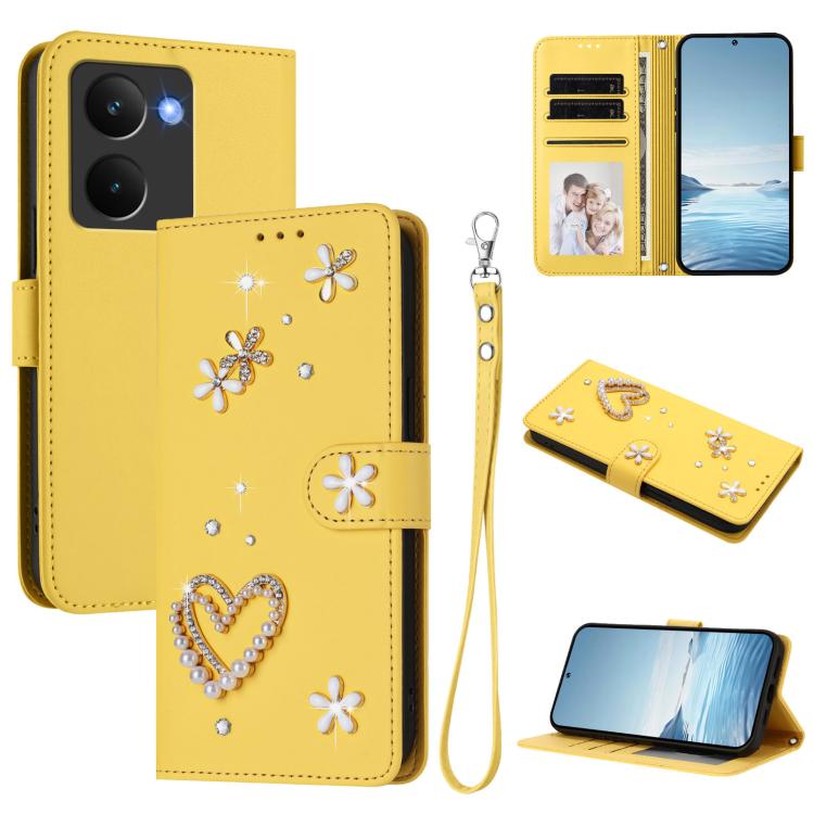 ZS01 Double-Layer Heart Floral Vegan Leather Phone Case with Wrist Strap, For Realme C71 4G Global, For Realme GT 7 5G Global / GT 7 5G India, For Realme V70 5G / 14x Global, For Realme Narzo 80 Pro / 14 Pro 5G India                                    ...