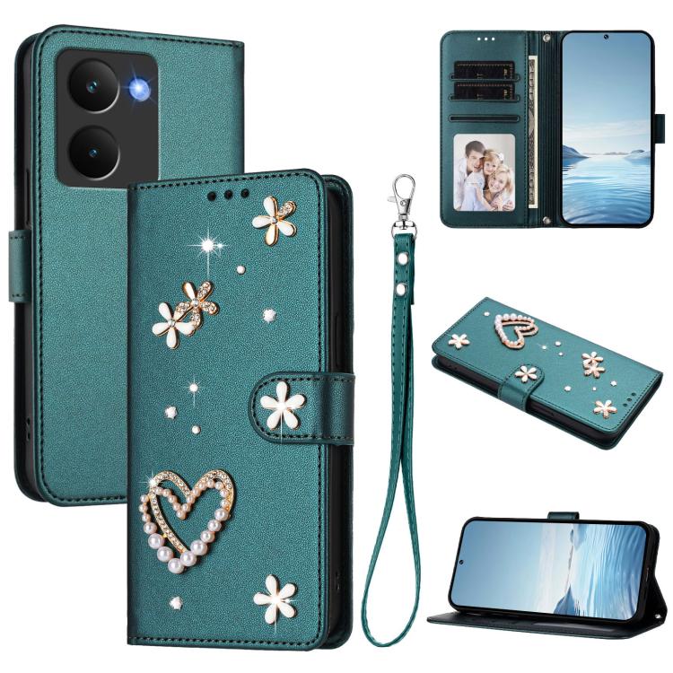 ZS01 Double-Layer Heart Floral Vegan Leather Phone Case with Wrist Strap, For Realme C71 4G Global, For Realme GT 7 5G Global / GT 7 5G India, For Realme V70 5G / 14x Global, For Realme Narzo 80 Pro / 14 Pro 5G India                                    ...