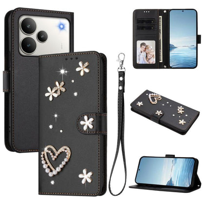 ZS01 Double-Layer Heart Floral Vegan Leather Phone Case with Wrist Strap, For Realme 16 Pro+ 5G Global, For Realme 16 Pro 5G Global, For Realme GT 8 Pro Global, For Realme P4x 5G, For Realme C71 4G India / Note 70 4G, For Realme C85 5G / 15x 5G        ...
