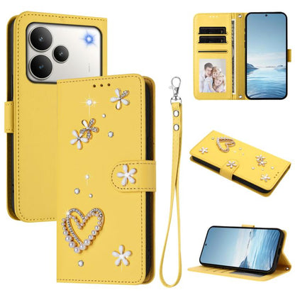 ZS01 Double-Layer Heart Floral Vegan Leather Phone Case with Wrist Strap, For Realme 16 Pro+ 5G Global, For Realme 16 Pro 5G Global, For Realme GT 8 Pro Global, For Realme P4x 5G, For Realme C71 4G India / Note 70 4G, For Realme C85 5G / 15x 5G        ...