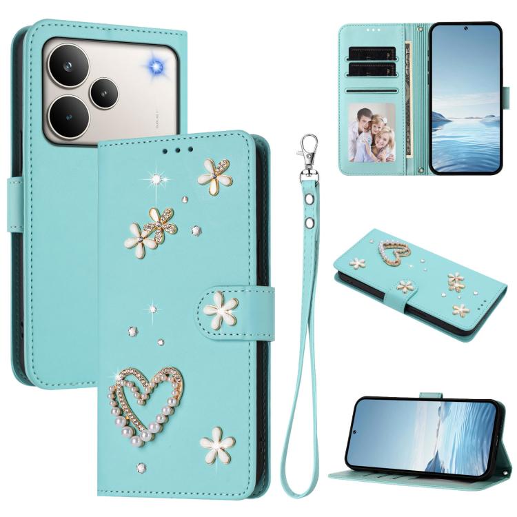 ZS01 Double-Layer Heart Floral Vegan Leather Phone Case with Wrist Strap, For Realme 16 Pro+ 5G Global, For Realme 16 Pro 5G Global, For Realme GT 8 Pro Global, For Realme P4x 5G, For Realme C71 4G India / Note 70 4G, For Realme C85 5G / 15x 5G        ...
