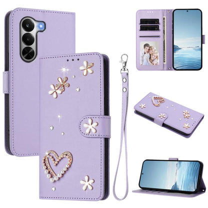 ZS01 Double-Layer Heart Floral Vegan Leather Phone Case with Wrist Strap, For Realme 16 Pro+ 5G Global, For Realme 16 Pro 5G Global, For Realme GT 8 Pro Global, For Realme P4x 5G, For Realme C71 4G India / Note 70 4G, For Realme C85 5G / 15x 5G        ...