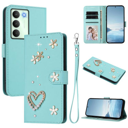 ZS01 Double-Layer Heart Floral Vegan Leather Phone Case with Wrist Strap, For Realme C71 4G Global, For Realme GT 7 5G Global / GT 7 5G India, For Realme V70 5G / 14x Global, For Realme Narzo 80 Pro / 14 Pro 5G India                                    ...