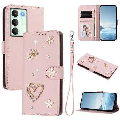 ZS01 Double-Layer Heart Floral Vegan Leather Phone Case with Wrist Strap, For Realme C71 4G Global, For Realme GT 7 5G Global / GT 7 5G India, For Realme V70 5G / 14x Global, For Realme Narzo 80 Pro / 14 Pro 5G India                                    ...