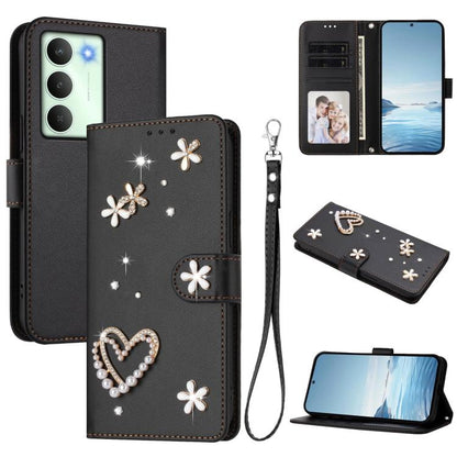 ZS01 Double-Layer Heart Floral Vegan Leather Phone Case with Wrist Strap, For Realme C71 4G Global, For Realme GT 7 5G Global / GT 7 5G India, For Realme V70 5G / 14x Global, For Realme Narzo 80 Pro / 14 Pro 5G India                                    ...