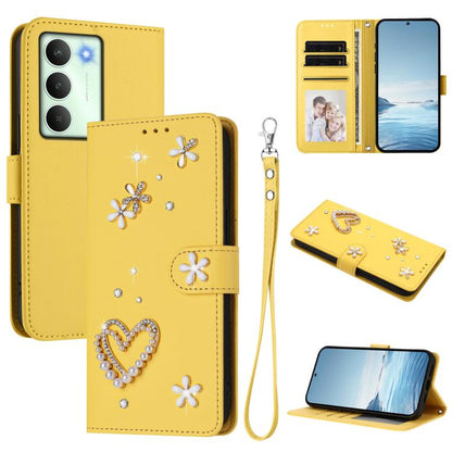 ZS01 Double-Layer Heart Floral Vegan Leather Phone Case with Wrist Strap, For Realme C71 4G Global, For Realme GT 7 5G Global / GT 7 5G India, For Realme V70 5G / 14x Global, For Realme Narzo 80 Pro / 14 Pro 5G India                                    ...