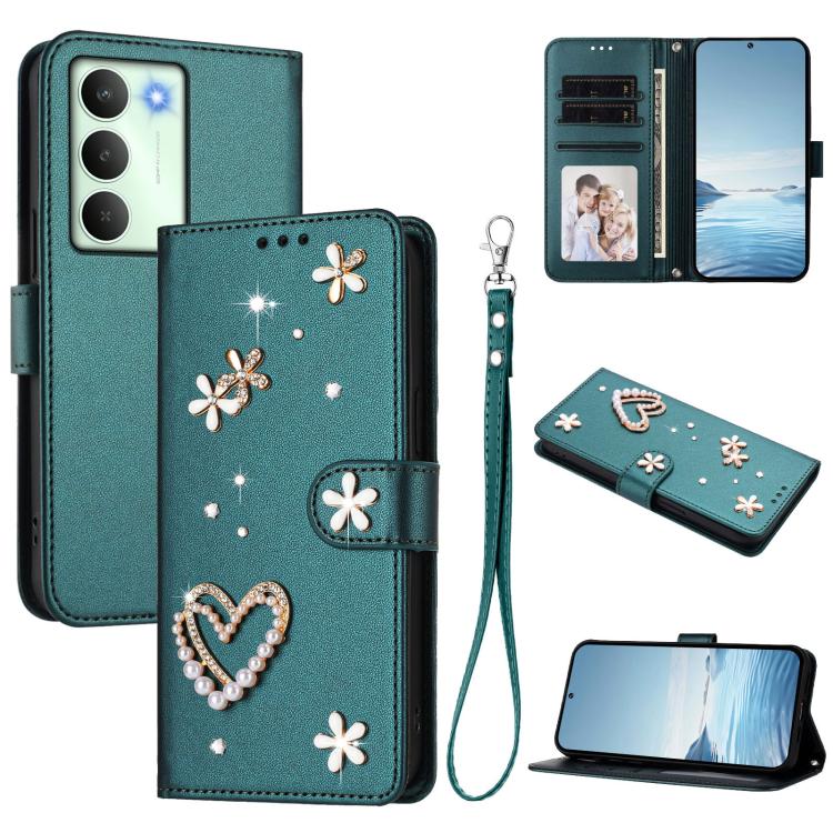 ZS01 Double-Layer Heart Floral Vegan Leather Phone Case with Wrist Strap, For Realme C71 4G Global, For Realme GT 7 5G Global / GT 7 5G India, For Realme V70 5G / 14x Global, For Realme Narzo 80 Pro / 14 Pro 5G India                                    ...