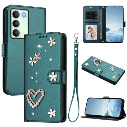 ZS01 Double-Layer Heart Floral Vegan Leather Phone Case with Wrist Strap, For Realme C71 4G Global, For Realme GT 7 5G Global / GT 7 5G India, For Realme V70 5G / 14x Global, For Realme Narzo 80 Pro / 14 Pro 5G India                                    ...