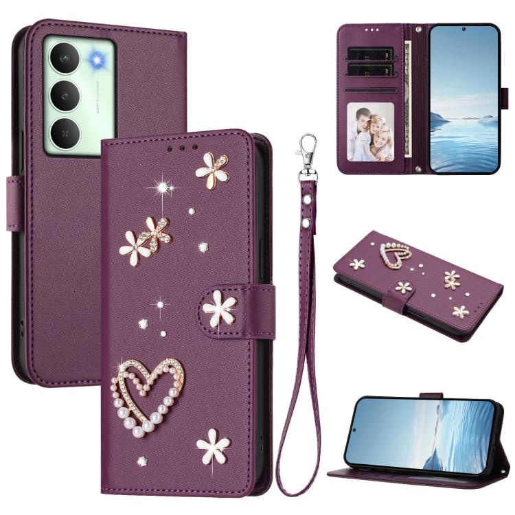 ZS01 Double-Layer Heart Floral Vegan Leather Phone Case with Wrist Strap, For Realme C71 4G Global, For Realme GT 7 5G Global / GT 7 5G India, For Realme V70 5G / 14x Global, For Realme Narzo 80 Pro / 14 Pro 5G India                                    ...