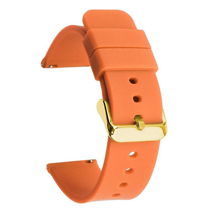 xDfind Stainless Steel Gold Pin Buckle Solid Color Silicone Waterproof Watch Band, 10mm, 12mm, 14mm, 15mm, 16mm, 18mm, 19mm