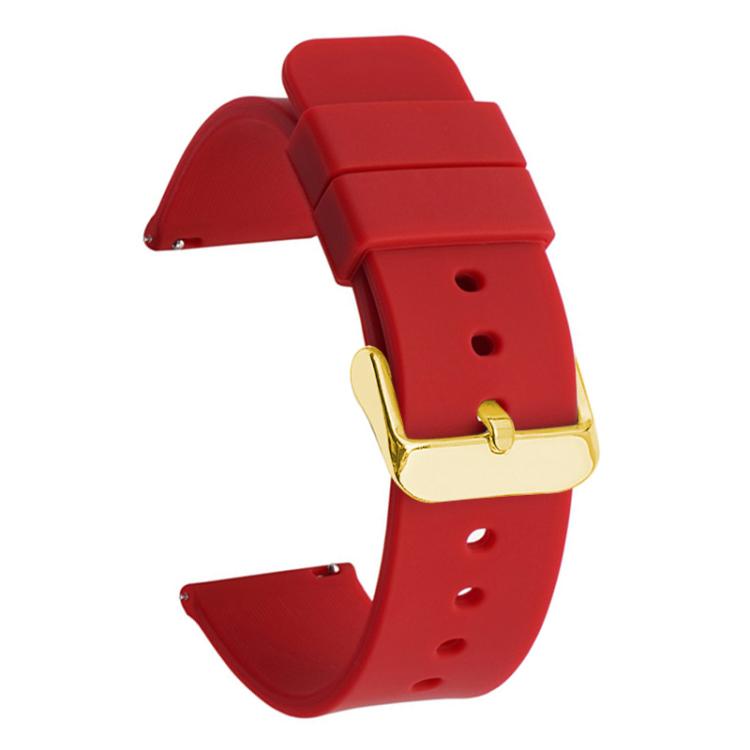 xDfind Stainless Steel Gold Pin Buckle Solid Color Silicone Waterproof Watch Band, 10mm, 12mm, 14mm, 15mm, 16mm, 18mm, 19mm