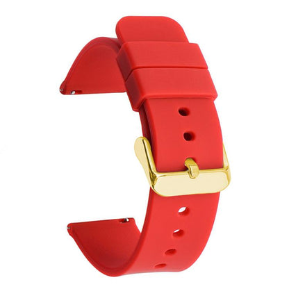 xDfind Stainless Steel Gold Pin Buckle Solid Color Silicone Waterproof Watch Band, 10mm, 12mm, 14mm, 15mm, 16mm, 18mm, 19mm