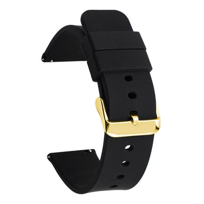 xDfind Stainless Steel Gold Pin Buckle Solid Color Silicone Waterproof Watch Band, 10mm, 12mm, 14mm, 15mm, 16mm, 18mm, 19mm
