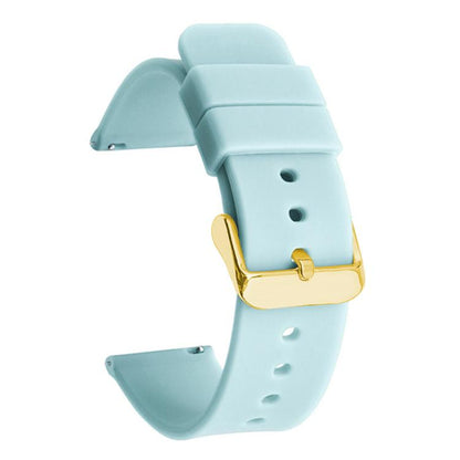 xDfind Stainless Steel Gold Pin Buckle Solid Color Silicone Waterproof Watch Band, 20mm, 21mm, 22mm, 24mm