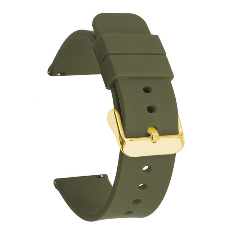 xDfind Stainless Steel Gold Pin Buckle Solid Color Silicone Waterproof Watch Band, 20mm, 21mm, 22mm, 24mm