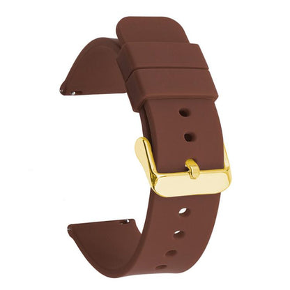 xDfind Stainless Steel Gold Pin Buckle Solid Color Silicone Waterproof Watch Band, 20mm, 21mm, 22mm, 24mm