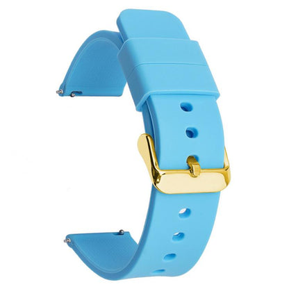 xDfind Stainless Steel Gold Pin Buckle Solid Color Silicone Waterproof Watch Band, 20mm, 21mm, 22mm, 24mm