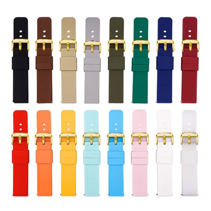 xDfind Stainless Steel Gold Pin Buckle Solid Color Silicone Waterproof Watch Band, 10mm, 12mm, 14mm, 15mm, 16mm, 18mm, 19mm