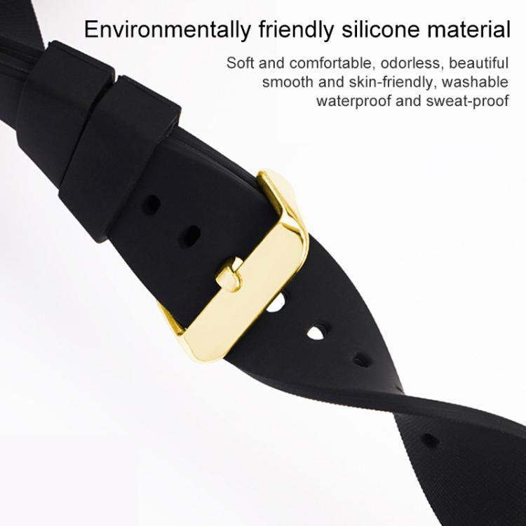 xDfind Stainless Steel Gold Pin Buckle Solid Color Silicone Waterproof Watch Band, 10mm, 12mm, 14mm, 15mm, 16mm, 18mm, 19mm