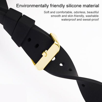 xDfind Stainless Steel Gold Pin Buckle Solid Color Silicone Waterproof Watch Band, 10mm, 12mm, 14mm, 15mm, 16mm, 18mm, 19mm