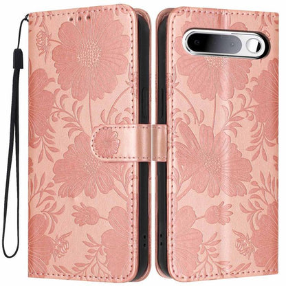Sunflower Embossed Vegan Leather Phone Case with Small Black Rope, For Realme Note 80 4G, For Realme C83 5G, For Realme 16 5G, For Realme C61 / C63