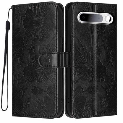 Sunflower Embossed Vegan Leather Phone Case with Small Black Rope, For Realme Note 80 4G, For Realme C83 5G, For Realme 16 5G, For Realme C61 / C63