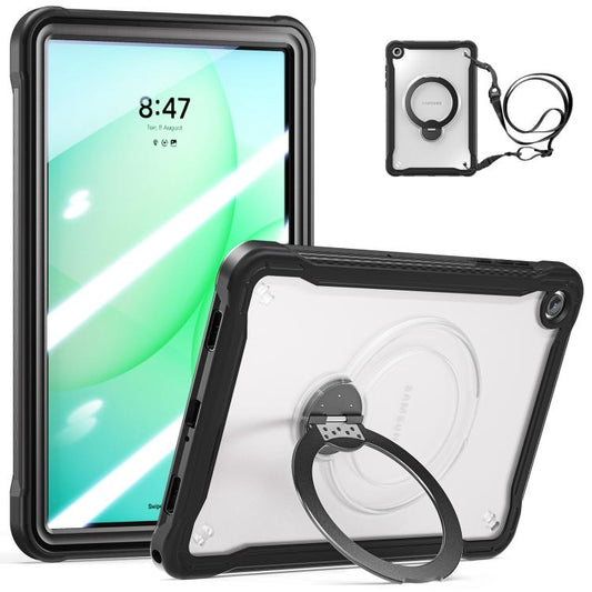 Powerful Sailor Metal Holder Hybrid Tablet Case with Strap & Glass Film, For Samsung Galaxy A11+, For Samsung Galaxy A9+