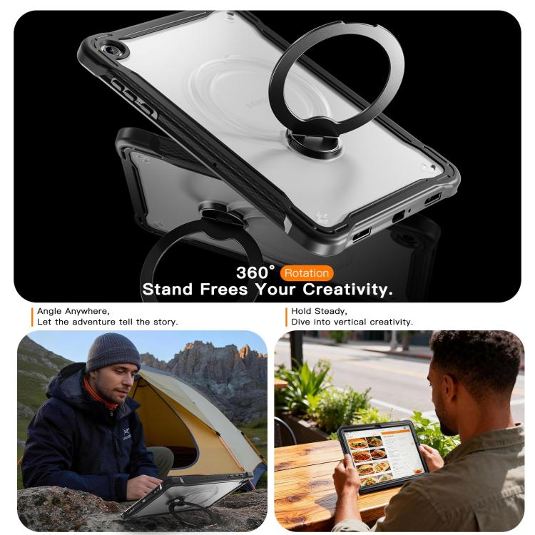 Coque hybride pour tablette Powerful Sailor Metal Holder avec sangle et film de verre, pour Samsung Galaxy A11+, pour Samsung Galaxy A9+