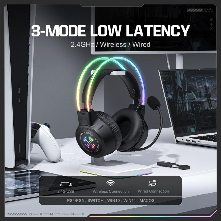 Casque de jeu filaire RVB Bluetooth 2.4G trimode ONIKUMA GT889, GT889