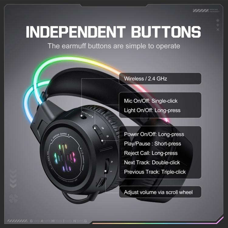 Casque de jeu filaire RVB Bluetooth 2.4G trimode ONIKUMA GT889, GT889