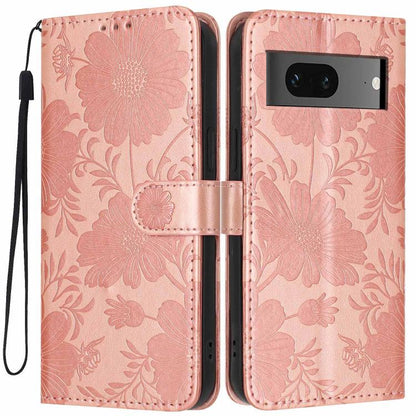 Sunflower Embossed Vegan Leather Phone Case with Small Black Rope, For Google Pixel 10a, For Google Pixel 10 Pro XL, For Google Pixel 10 / 10 Pro, For Google Pixel 9 Pro XL, For Google Pixel 9 / 9 Pro, For Google Pixel 8a, For Google Pixel 8 Pro       ...
