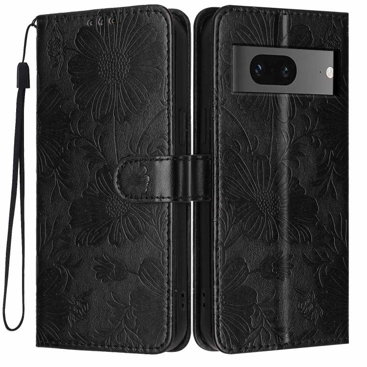 Sunflower Embossed Vegan Leather Phone Case with Small Black Rope, For Google Pixel 10a, For Google Pixel 10 Pro XL, For Google Pixel 10 / 10 Pro, For Google Pixel 9 Pro XL, For Google Pixel 9 / 9 Pro, For Google Pixel 8a, For Google Pixel 8 Pro       ...