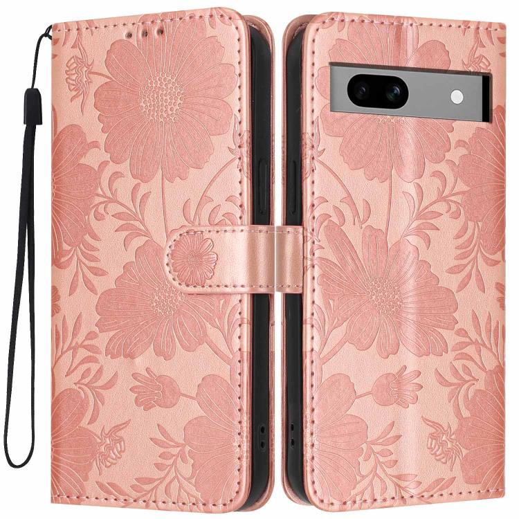Sunflower Embossed Vegan Leather Phone Case with Small Black Rope, For Google Pixel 10a, For Google Pixel 10 Pro XL, For Google Pixel 10 / 10 Pro, For Google Pixel 9 Pro XL, For Google Pixel 9 / 9 Pro, For Google Pixel 8a, For Google Pixel 8 Pro       ...
