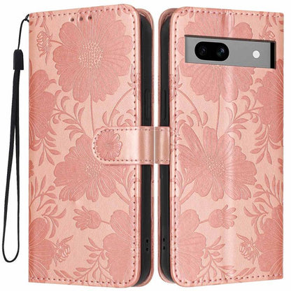 Sunflower Embossed Vegan Leather Phone Case with Small Black Rope, For Google Pixel 10a, For Google Pixel 10 Pro XL, For Google Pixel 10 / 10 Pro, For Google Pixel 9 Pro XL, For Google Pixel 9 / 9 Pro, For Google Pixel 8a, For Google Pixel 8 Pro       ...