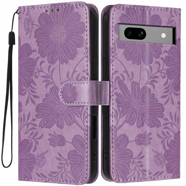 Sunflower Embossed Vegan Leather Phone Case with Small Black Rope, For Google Pixel 10a, For Google Pixel 10 Pro XL, For Google Pixel 10 / 10 Pro, For Google Pixel 9 Pro XL, For Google Pixel 9 / 9 Pro, For Google Pixel 8a, For Google Pixel 8 Pro       ...