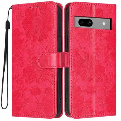 Sunflower Embossed Vegan Leather Phone Case with Small Black Rope, For Google Pixel 10a, For Google Pixel 10 Pro XL, For Google Pixel 10 / 10 Pro, For Google Pixel 9 Pro XL, For Google Pixel 9 / 9 Pro, For Google Pixel 8a, For Google Pixel 8 Pro       ...