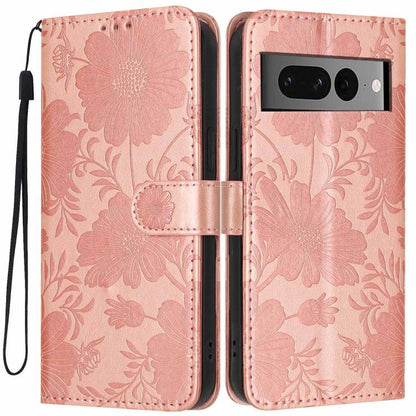Sunflower Embossed Vegan Leather Phone Case with Small Black Rope, For Google Pixel 10a, For Google Pixel 10 Pro XL, For Google Pixel 10 / 10 Pro, For Google Pixel 9 Pro XL, For Google Pixel 9 / 9 Pro, For Google Pixel 8a, For Google Pixel 8 Pro       ...
