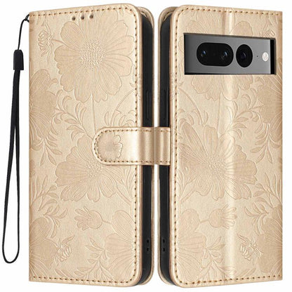 Sunflower Embossed Vegan Leather Phone Case with Small Black Rope, For Google Pixel 10a, For Google Pixel 10 Pro XL, For Google Pixel 10 / 10 Pro, For Google Pixel 9 Pro XL, For Google Pixel 9 / 9 Pro, For Google Pixel 8a, For Google Pixel 8 Pro       ...
