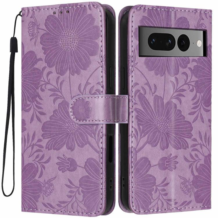 Sunflower Embossed Vegan Leather Phone Case with Small Black Rope, For Google Pixel 10a, For Google Pixel 10 Pro XL, For Google Pixel 10 / 10 Pro, For Google Pixel 9 Pro XL, For Google Pixel 9 / 9 Pro, For Google Pixel 8a, For Google Pixel 8 Pro       ...