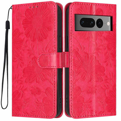 Sunflower Embossed Vegan Leather Phone Case with Small Black Rope, For Google Pixel 10a, For Google Pixel 10 Pro XL, For Google Pixel 10 / 10 Pro, For Google Pixel 9 Pro XL, For Google Pixel 9 / 9 Pro, For Google Pixel 8a, For Google Pixel 8 Pro       ...