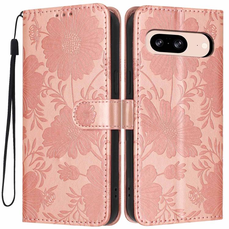 Sunflower Embossed Vegan Leather Phone Case with Small Black Rope, For Google Pixel 10a, For Google Pixel 10 Pro XL, For Google Pixel 10 / 10 Pro, For Google Pixel 9 Pro XL, For Google Pixel 9 / 9 Pro, For Google Pixel 8a, For Google Pixel 8 Pro       ...