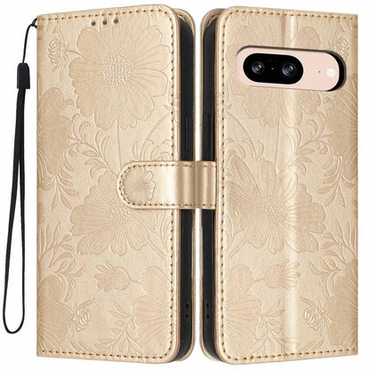 Sunflower Embossed Vegan Leather Phone Case with Small Black Rope, For Google Pixel 10a, For Google Pixel 10 Pro XL, For Google Pixel 10 / 10 Pro, For Google Pixel 9 Pro XL, For Google Pixel 9 / 9 Pro, For Google Pixel 8a, For Google Pixel 8 Pro       ...