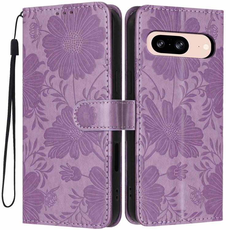 Sunflower Embossed Vegan Leather Phone Case with Small Black Rope, For Google Pixel 10a, For Google Pixel 10 Pro XL, For Google Pixel 10 / 10 Pro, For Google Pixel 9 Pro XL, For Google Pixel 9 / 9 Pro, For Google Pixel 8a, For Google Pixel 8 Pro       ...