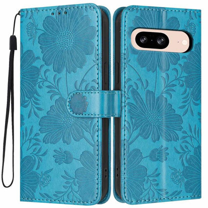 Sunflower Embossed Vegan Leather Phone Case with Small Black Rope, For Google Pixel 10a, For Google Pixel 10 Pro XL, For Google Pixel 10 / 10 Pro, For Google Pixel 9 Pro XL, For Google Pixel 9 / 9 Pro, For Google Pixel 8a, For Google Pixel 8 Pro       ...