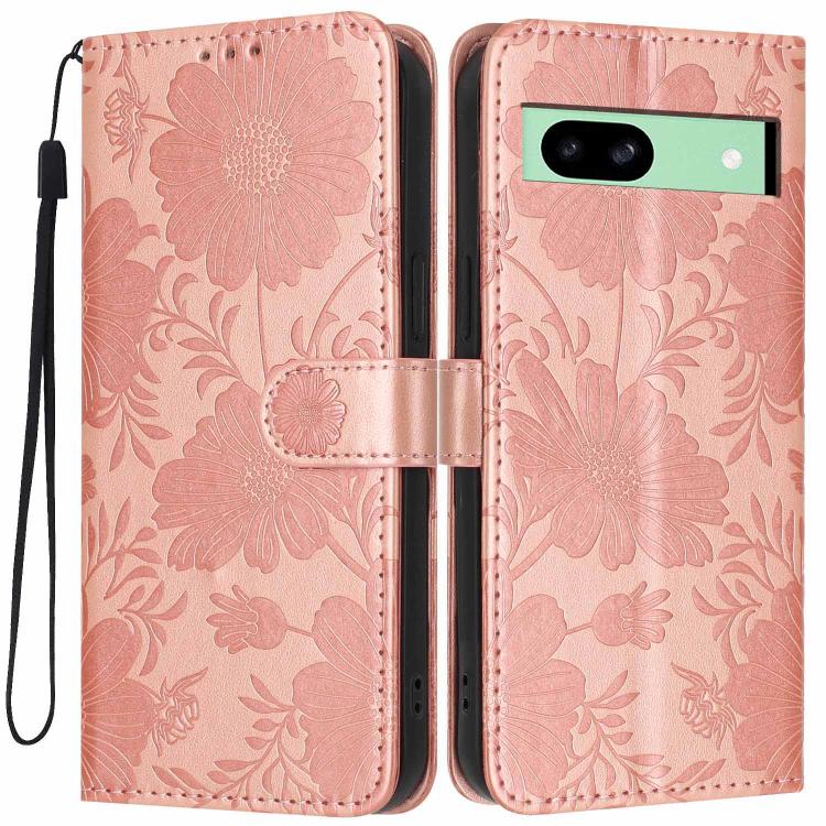 Sunflower Embossed Vegan Leather Phone Case with Small Black Rope, For Google Pixel 10a, For Google Pixel 10 Pro XL, For Google Pixel 10 / 10 Pro, For Google Pixel 9 Pro XL, For Google Pixel 9 / 9 Pro, For Google Pixel 8a, For Google Pixel 8 Pro       ...