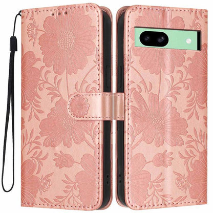 Sunflower Embossed Vegan Leather Phone Case with Small Black Rope, For Google Pixel 10a, For Google Pixel 10 Pro XL, For Google Pixel 10 / 10 Pro, For Google Pixel 9 Pro XL, For Google Pixel 9 / 9 Pro, For Google Pixel 8a, For Google Pixel 8 Pro       ...