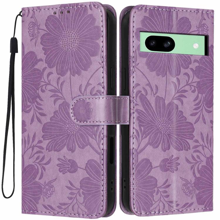 Sunflower Embossed Vegan Leather Phone Case with Small Black Rope, For Google Pixel 10a, For Google Pixel 10 Pro XL, For Google Pixel 10 / 10 Pro, For Google Pixel 9 Pro XL, For Google Pixel 9 / 9 Pro, For Google Pixel 8a, For Google Pixel 8 Pro       ...