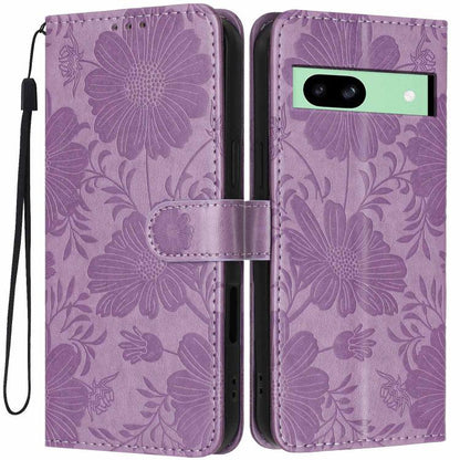 Sunflower Embossed Vegan Leather Phone Case with Small Black Rope, For Google Pixel 10a, For Google Pixel 10 Pro XL, For Google Pixel 10 / 10 Pro, For Google Pixel 9 Pro XL, For Google Pixel 9 / 9 Pro, For Google Pixel 8a, For Google Pixel 8 Pro       ...