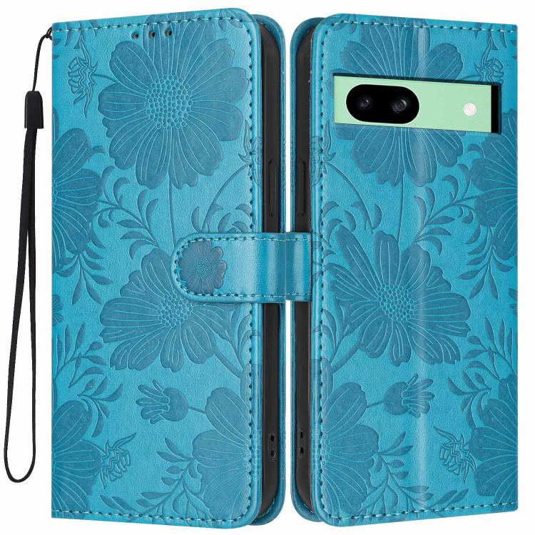 Sunflower Embossed Vegan Leather Phone Case with Small Black Rope, For Google Pixel 10a, For Google Pixel 10 Pro XL, For Google Pixel 10 / 10 Pro, For Google Pixel 9 Pro XL, For Google Pixel 9 / 9 Pro, For Google Pixel 8a, For Google Pixel 8 Pro       ...
